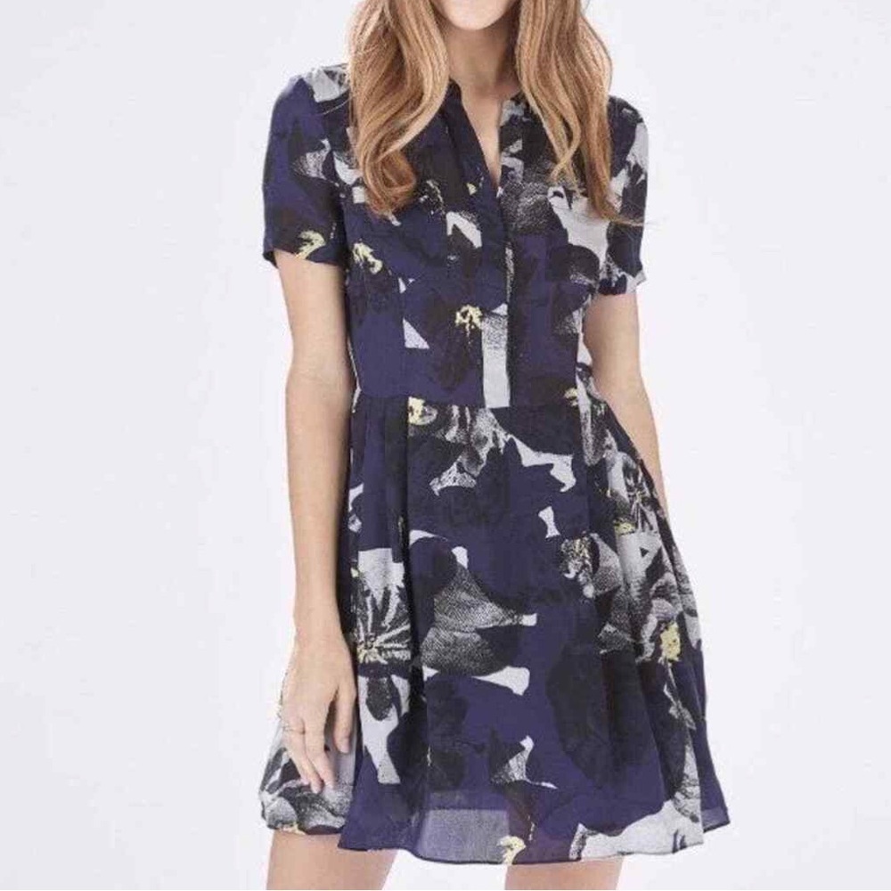 Parker Navy Blue Floral Dress Size XS